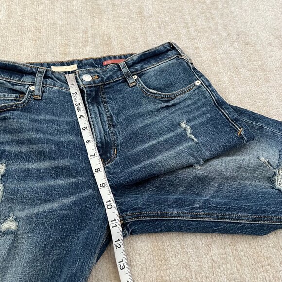 Anthropologie Blue Straight Leg Jeans with Floral Cuffs - Picture 7 of 11